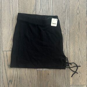 Free People Black Knit Skirt with Side Tie